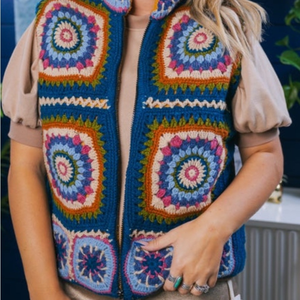 Crochet Mandala Fleece Lined Vest